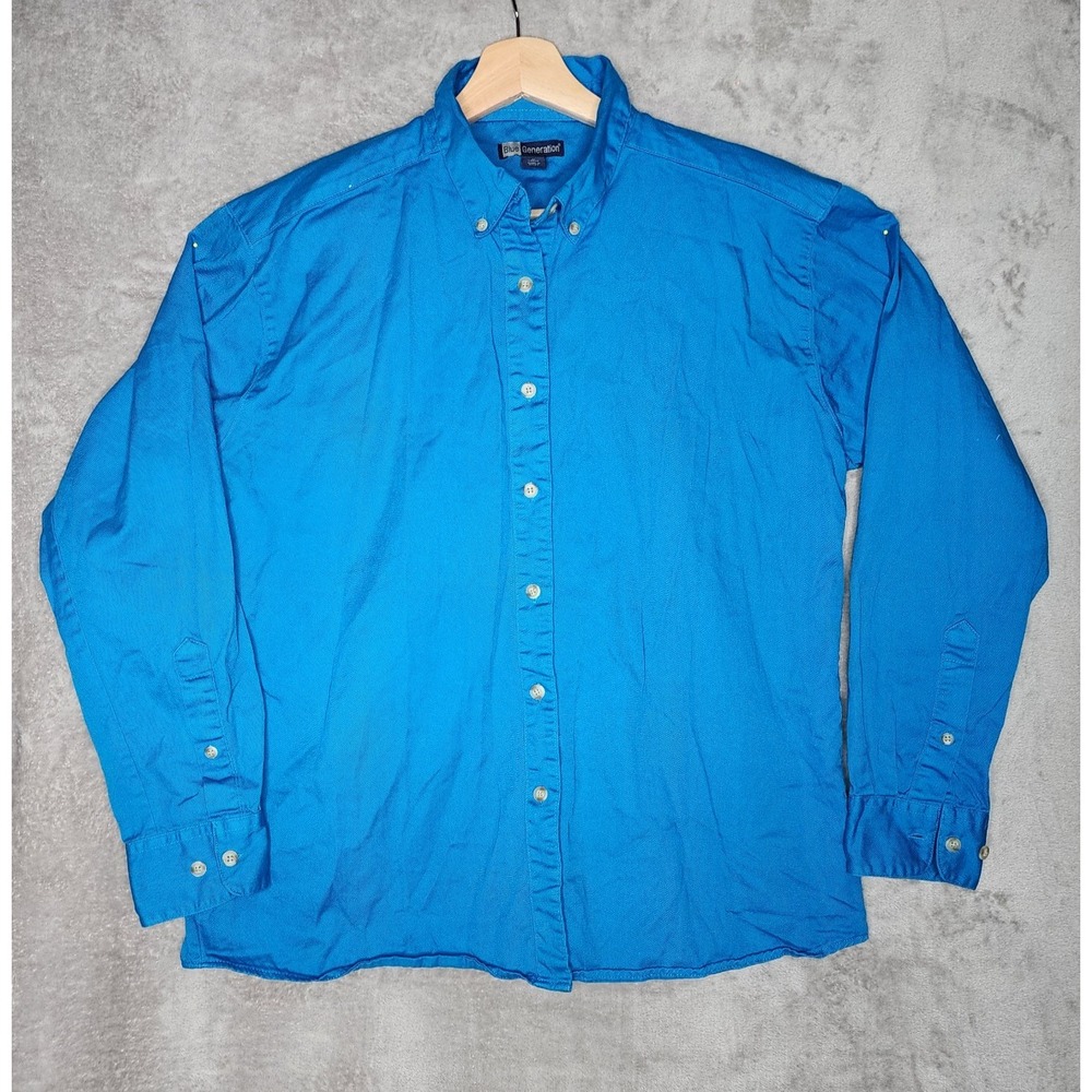 Blue Generation Women's 100% Cotton Button-Down Shirt Size M Turquois Preppy